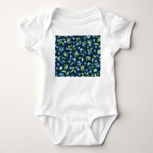 Waterverf Blueberry donker achtergrondpatroon Romper (Voorkant)