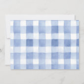 Waterverf Blueberry Gingham 1st Baby shower Party Kaart (Achterkant)