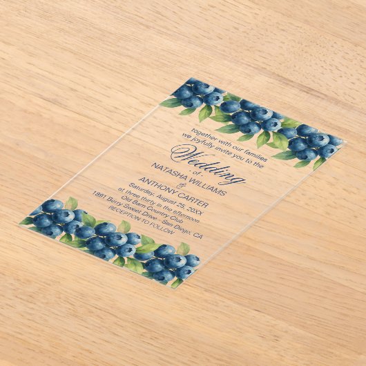 Waterverf Blueberry huwelijksuitnodiging Acryl Uitnodigingen (Laagn)