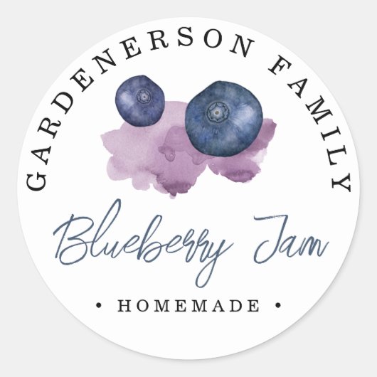 Waterverf Blueberry Jam Classic Round Sticker (Voorkant)