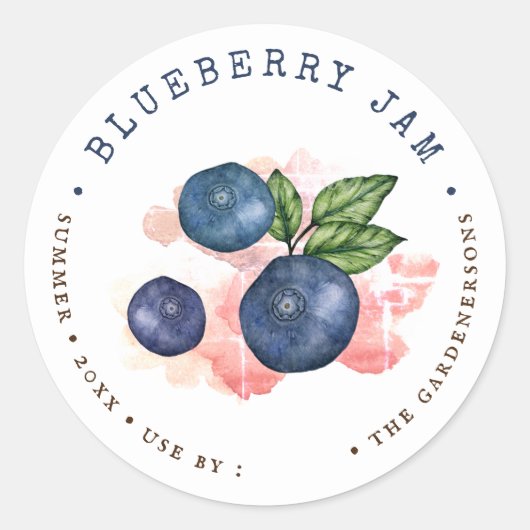 Waterverf Blueberry Jam Classic Round Sticker (Voorkant)