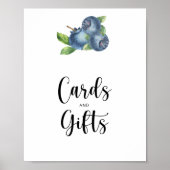 Waterverf Blueberry kaarten en geschenken baby sho Poster (Voorkant)