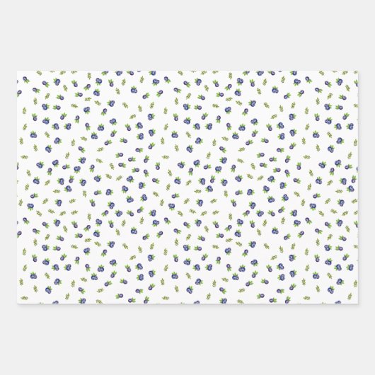 Waterverf Blueberry Pattern Wrapping Paper Sheets (Voorkant 3)