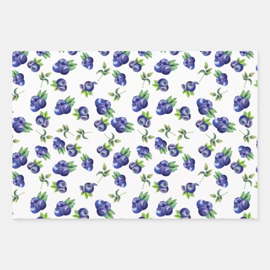 Waterverf Blueberry Pattern Wrapping Paper Sheets (Voorkant)
