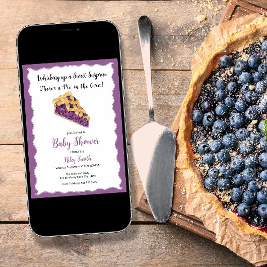 Waterverf Blueberry Pie Baby shower Kaart