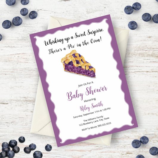 Waterverf Blueberry Pie Baby shower Kaart
