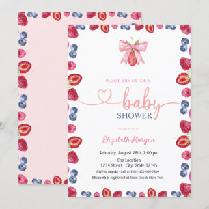 Waterverf Blueberry Strawberry Baby shower Kaart
