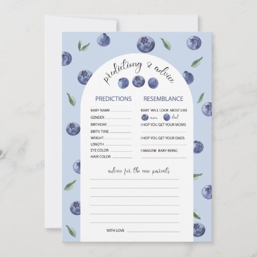 Waterverf Blueberry Voorspellingsadvies Baby Show Kaart (Voorkant)