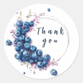 Waterverf Blueberry Wreath Ronde Sticker (Voorkant)