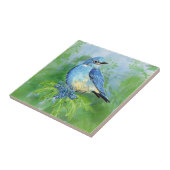 Waterverf Bluebird and Oregon Grape Garden Bird Tegeltje (Zijkant)