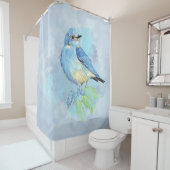 Waterverf Bluebird Blue Bird Art Douchegordijn (In situ)