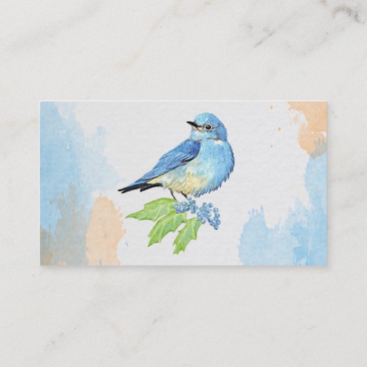 Waterverf Bluebird Blue Bird Art Visitekaartje (Achterkant)