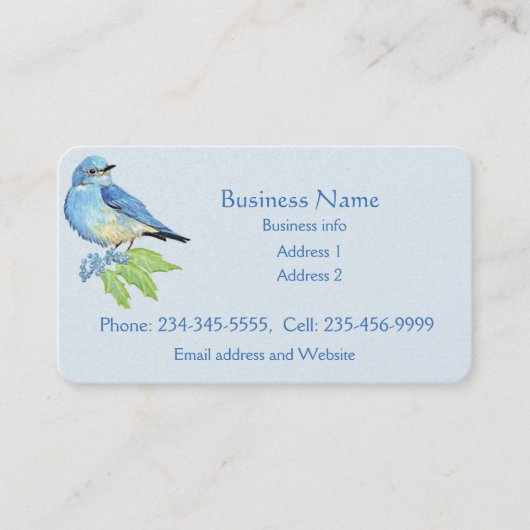 Waterverf Bluebird Blue Bird Art Visitekaartje (Voorkant)
