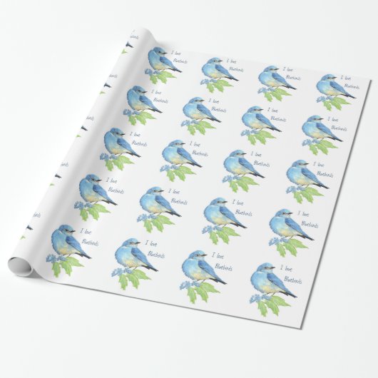 Waterverf Bluebird Blue Bird Art voor de blauwvoge Cadeaupapier (Uitgerold)