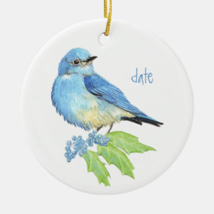 Waterverf Bluebird Blue Bird Art voor de blauwvoge Keramisch Ornament