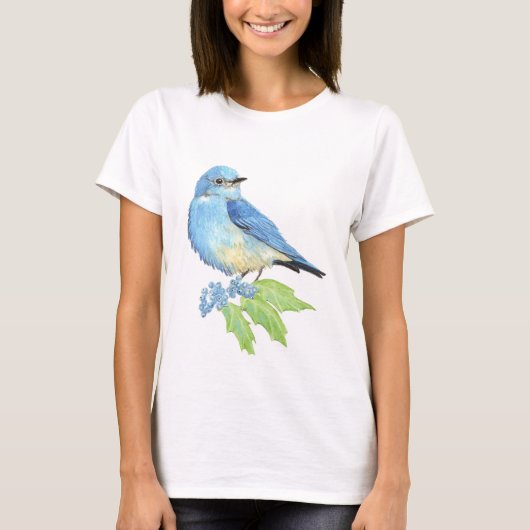 Waterverf Bluebird Blue Bird Art voor de blauwvoge T-shirt (Voorkant)