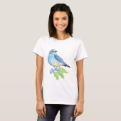 Waterverf Bluebird Blue Bird Art voor de blauwvoge T-shirt (Voorkant volledig)