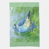 Waterverf Bluebird Blue Bird Art voor de blauwvoge Theedoek (Verticaal)