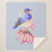 Waterverf Bluebird Cone flower Garden Bird Sherpa Deken (Voorkant)