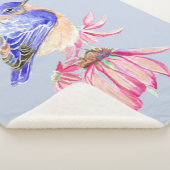 Waterverf Bluebird Cone flower Garden Bird Sherpa Deken (3/4)