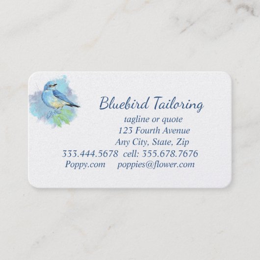 Waterverf Bluebird Custom Tailoring Sewing Visitekaartje (Voorkant)