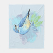 Waterverf Bluebird Garden Bird Art Fleece Deken (Voorkant)