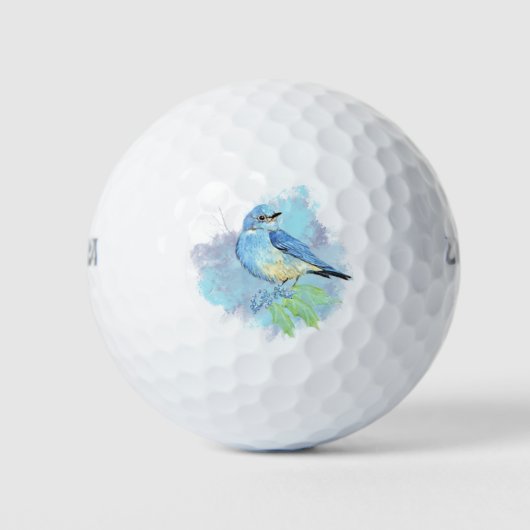 Waterverf Bluebird Garden Bird Art Golfballen (Voorkant)
