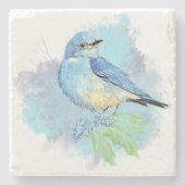 Waterverf Bluebird Garden Bird Art Stenen Onderzetter (Voorkant)