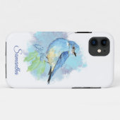 Waterverf Bluebird Garden Bird met aangepaste naam Case-Mate iPhone Case (Achterkant (horizontaal))