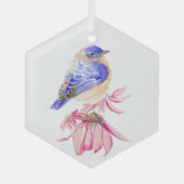 Waterverf Bluebird Garden Bird Natuur Art Glas Ornament (Voorkant)