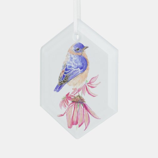 Waterverf Bluebird Garden Bird Natuur Art Glas Ornament (Voorkant links)