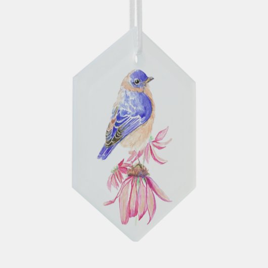 Waterverf Bluebird Garden Bird Natuur Art Glas Ornament (Voorkant Rechts)