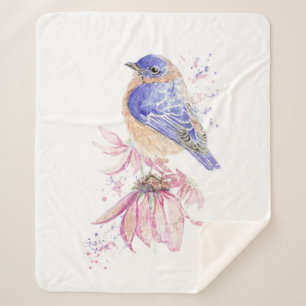 Waterverf Bluebird Garden Bird Wildlife Natuur Sherpa Deken