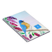 Waterverf Bluebird in Wisteria Tree Monogram Notitieboek (Rechterzijde)