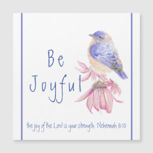 Waterverf Bluebird Joy of the Lord Bible Quote