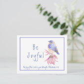 Waterverf Bluebird Joy of the Lord Bible Quote Briefkaart (Staand voorkant)