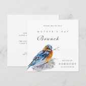 Waterverf Bluebird Moederdag Brunch Uitnodiging (Voorkant / Achterkant)