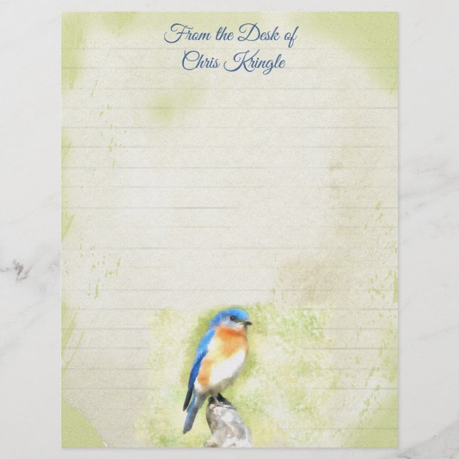 Waterverf Bluebird Stationery Briefhoofd (Voorkant)
