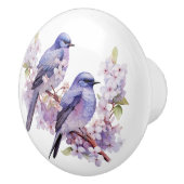 Waterverf Bluebirds en Cherry Blossoms Keramische Knop (Rechts)