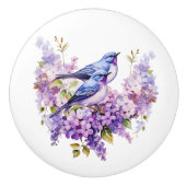 Waterverf Bluebirds en Lilacs Keramische Knop (Voorkant)
