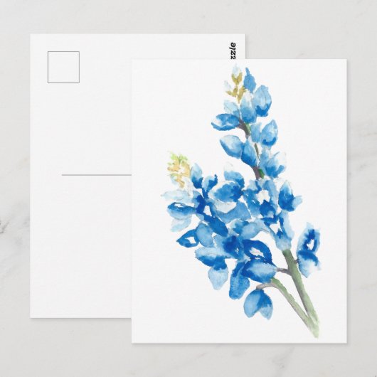 Waterverf Bluebonnets Briefkaart (Voorkant / Achterkant)