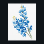 Waterverf Bluebonnets Briefkaart<br><div class="desc">Het afbeelding bluebonnets werd gecreeerd met waterverf en gedigitaliseerd.</div>