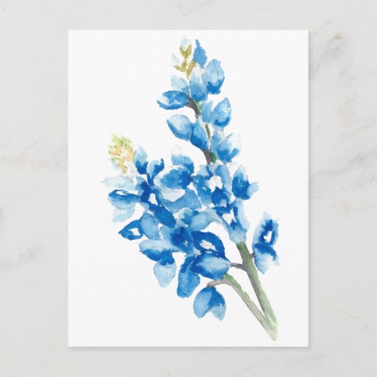 Waterverf Bluebonnets Briefkaart (Voorkant)