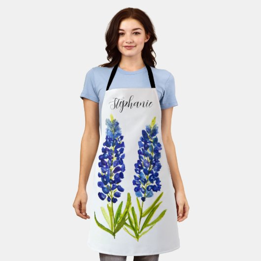 Waterverf Bluebonnets Texas Flowers Blue Floral Schort (Gedragen)