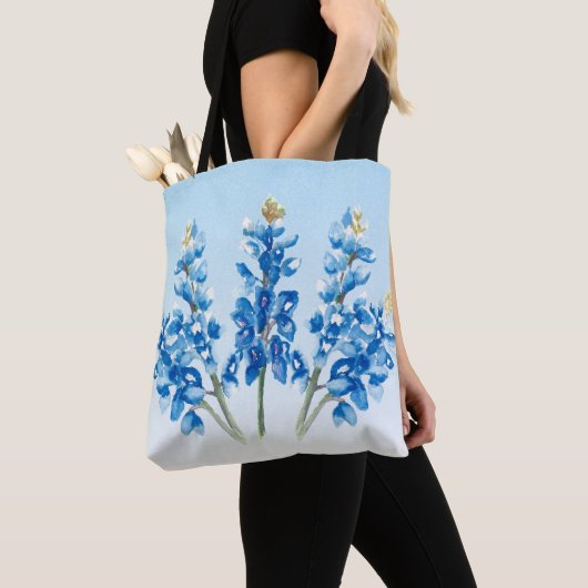 Waterverf Bluebonnets Tote Bag (Dichtbij)