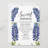 Waterverf Bluebonnets Wildflower Sweet 16 Zestien Kaart (Voorkant)