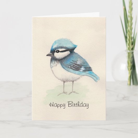 Waterverf Bluejay Birthday Kaart (Voorkant)