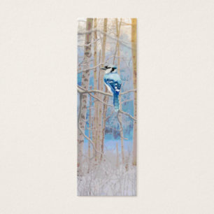Waterverf Bluejay Vogel in Forest Bird Bladwijzer Mini Visitekaartjes
