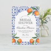 Waterverf Bluetile Mediterraan Vrijgezellenfeest Kaart (Staand voorkant)