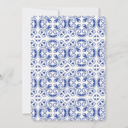 Waterverf Bluetile Mediterraan Vrijgezellenfeest Kaart (Achterkant)